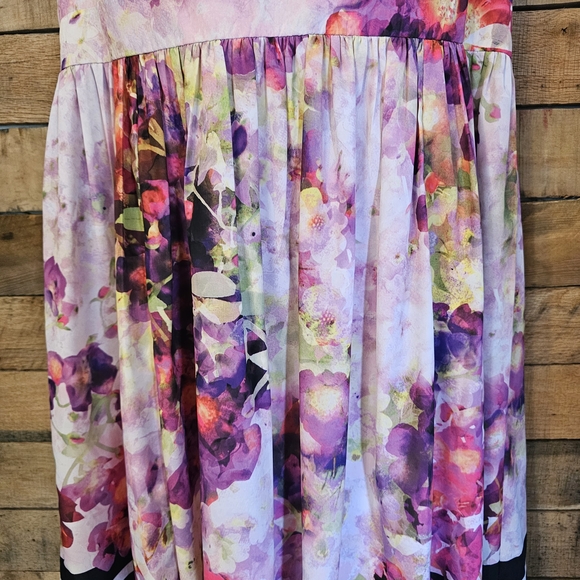 Liz Caliborne Women Sleeveless Floral Purple/pink Midi Fit/flare Dress Size 16 - Picture 6 of 12